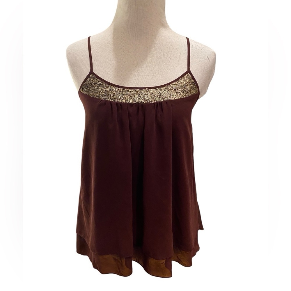 MOSSIMO Women’s Burgundy Embellished Tank Top Lined Size Small/ Petite